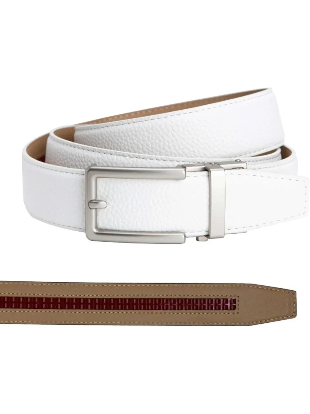 Adjustable Vegan Leather Ratchet Belt – No-Hole Design for Golf, Casual & Dress